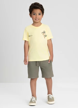 Conjunto com Camiseta e Bermuda Up Baby Amarelo - UP BABY