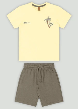 Conjunto com Camiseta e Bermuda Up Baby Amarelo - UP BABY