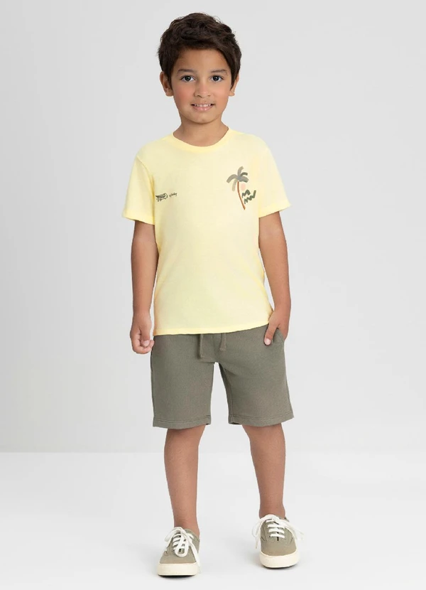 Up Baby - Conjunto com Camiseta e Bermuda Up Baby Amarelo