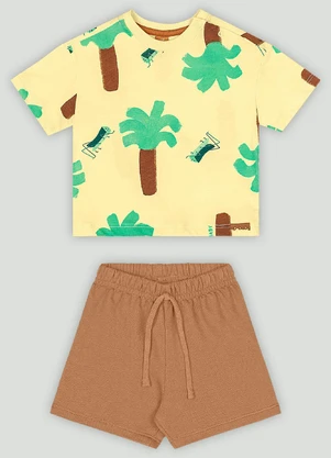 Conjunto com Camiseta e Bermuda Up Baby Amarelo - UP BABY