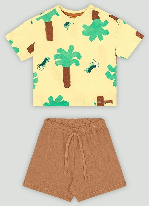 Up Baby - Conjunto com Camiseta e Bermuda Up Baby Amarelo