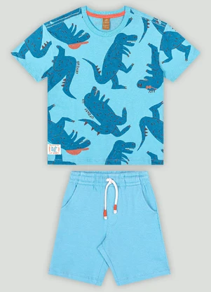 Conjunto com Camiseta e Bermuda Up Baby Azul - UP BABY