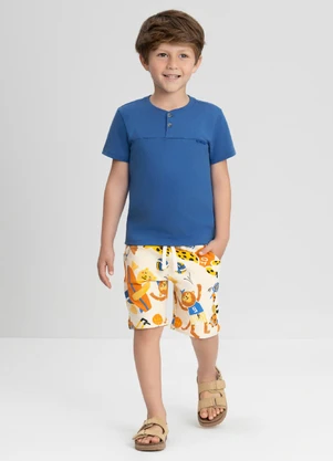 Conjunto com Camiseta e Bermuda Up Baby Azul - UP BABY