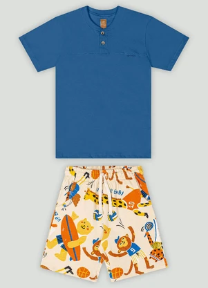 Conjunto com Camiseta e Bermuda Up Baby Azul - UP BABY