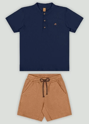 Conjunto com Camiseta e Bermuda Up Baby Azul - UP BABY