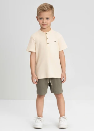 Conjunto com Camiseta e Bermuda Up Baby Bege - UP BABY