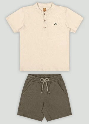 Conjunto com Camiseta e Bermuda Up Baby Bege - UP BABY