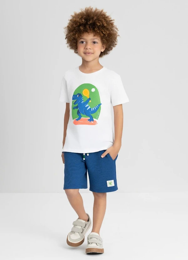 Up Baby - Conjunto com Camiseta e Bermuda Up Baby Branco