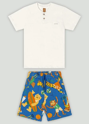 Up Baby - Conjunto com Camiseta e Bermuda Branco - UP BABY