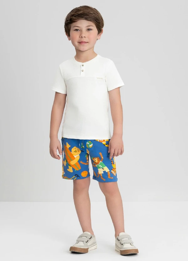 Up Baby - Conjunto com Camiseta e Bermuda Branco