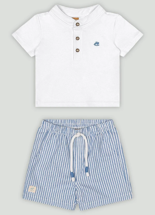 Up Baby - Conjunto com Camiseta e Bermuda Up Baby Branco