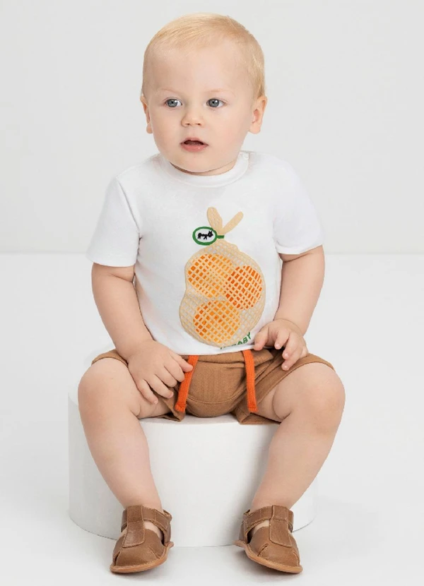 Up Baby - Conjunto com Camiseta e Bermuda Up Baby Branco