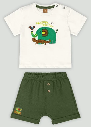 Conjunto com Camiseta e Bermuda Up Baby Branco - UP BABY