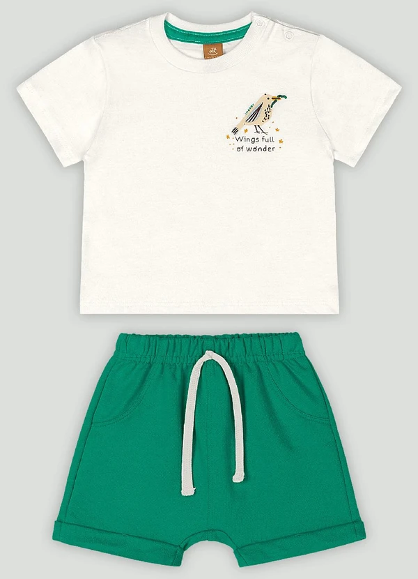 Up Baby - Conjunto com Camiseta e Bermuda Up Baby Branco