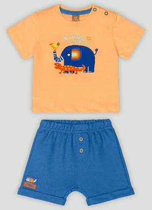 Conjunto com Camiseta e Bermuda Up Baby Laranja - UP BABY