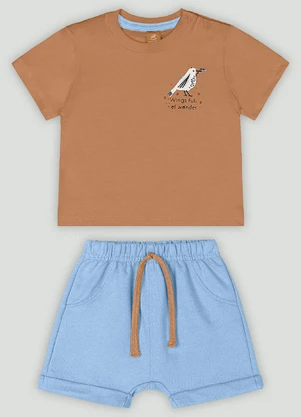 Conjunto com Camiseta e Bermuda Up Baby Marrom - UP BABY