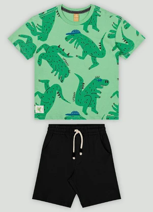 Conjunto com Camiseta e Bermuda Up Baby Verde - UP BABY