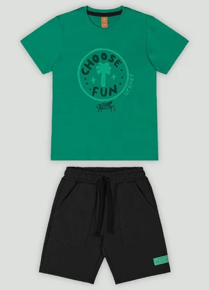 Conjunto com Camiseta e Bermuda Up Baby Verde - UP BABY