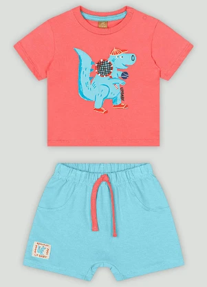 Conjunto com Camiseta e Bermuda Up Baby Vermelho - UP BABY