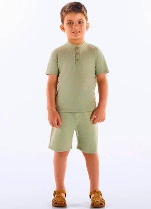 Up Baby - Conjunto com Camiseta e Bermuda Verde - UP BABY