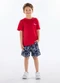 Quimby - Conjunto com Camiseta e Bermuda Branco - variação: Vermelho