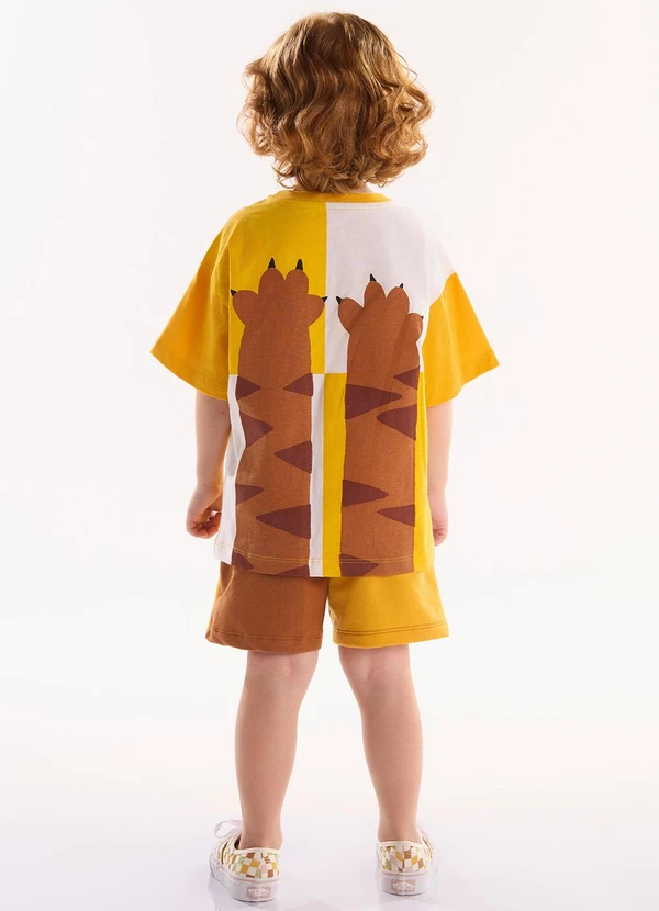 Três e Já - Conjunto com Camiseta e Short Bege 2