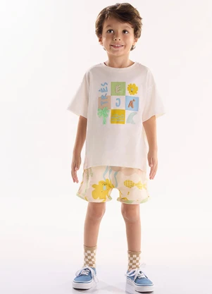 Três e Já - Conjunto com Camiseta e Short Bege - TRÊS E JÁ