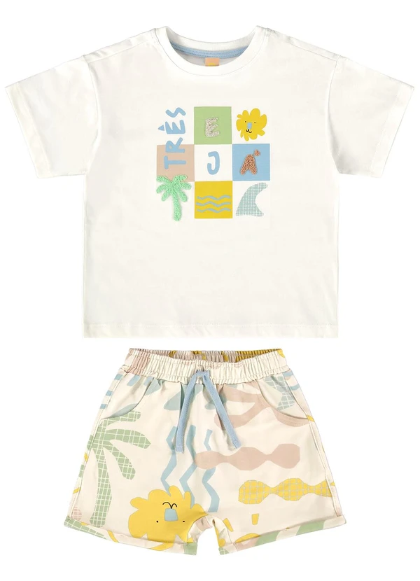Três e Já - Conjunto com Camiseta e Short Bege 2