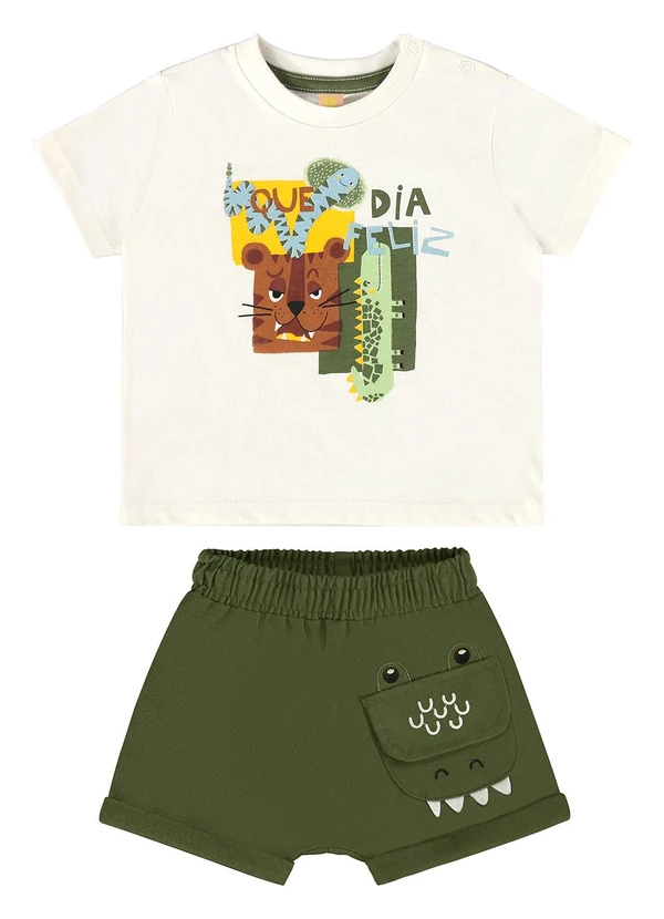 Três e Já - Conjunto com Camiseta e Short Bege 2