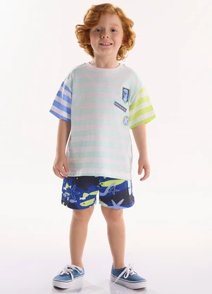 Três e Já - Conjunto com Camiseta e Short Branco - TRÊS E JÁ