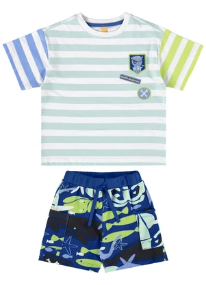 Três e Já - Conjunto com Camiseta e Short Branco - TRÊS E JÁ