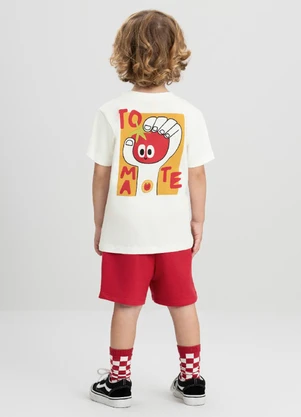 Conjunto com Camiseta e Short Três e Já Branco - TRÊS E JÁ