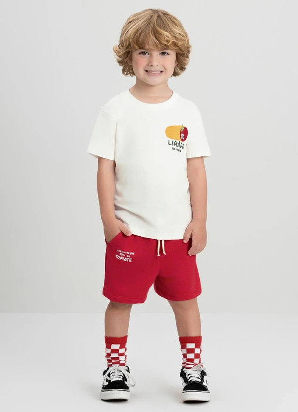 Três e Já - Conjunto com Camiseta e Short Três e Já Branco