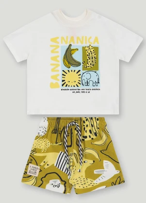 Conjunto com Camiseta e Short Três e Já Branco - TRÊS E JÁ