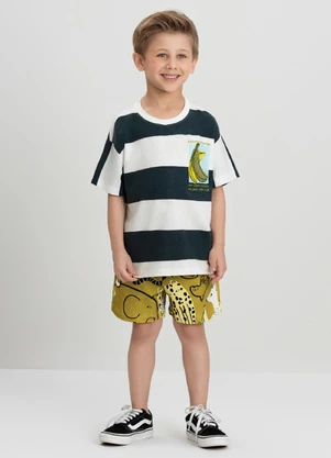 Conjunto com Camiseta e Short Três e Já Branco - TRÊS E JÁ