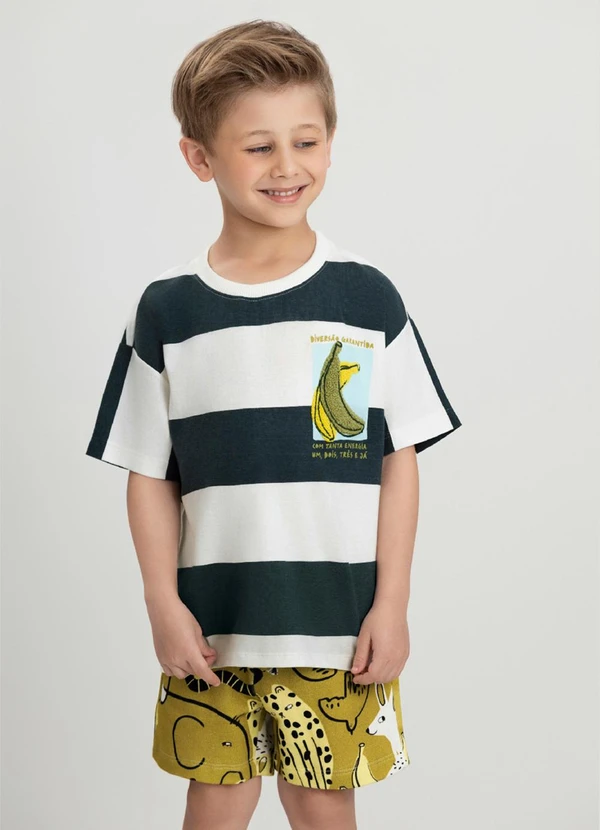 Três e Já - Conjunto com Camiseta e Short Três e Já Branco