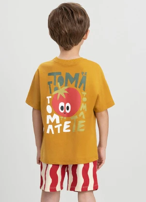 Conjunto com Camiseta e Short Três e Já Laranja - TRÊS E JÁ