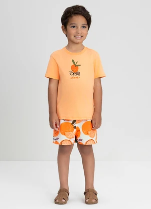 Conjunto com Camiseta e Shorts Up Baby Laranja - UP BABY