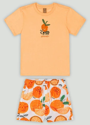 Conjunto com Camiseta e Shorts Up Baby Laranja - UP BABY