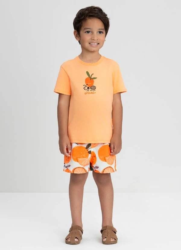 Up Baby - Conjunto com Camiseta e Shorts Up Baby Laranja