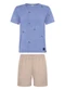 Alakazoo - Conjunto com Camiseta Estampada e Bermuda Bege - variação: Azul
