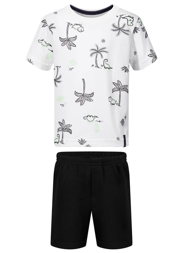 Alakazoo - Conjunto com Camiseta Estampada e Bermuda Branco 2