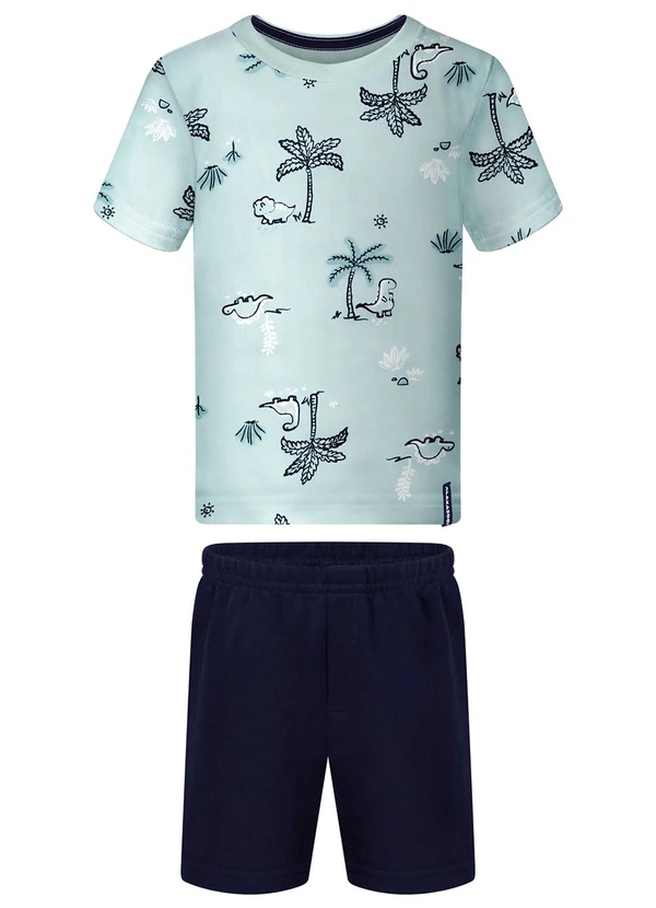 Alakazoo - Conjunto com Camiseta Estampada e Bermuda Verde