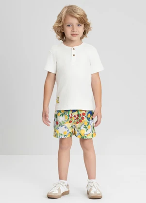 Conjunto com Camiseta Polo e Short Up Baby Branco - UP BABY