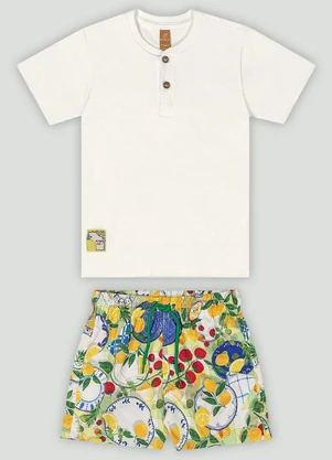Conjunto com Camiseta Polo e Short Up Baby Branco - UP BABY