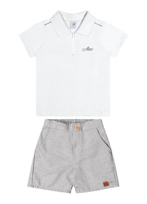 Alenice - Conjunto com Detalhe Bordado Menino Bege