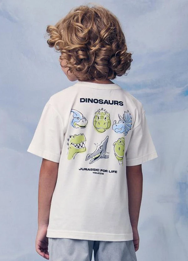 Youccie - Conjunto com Estampa de Dinossauros Branco 2