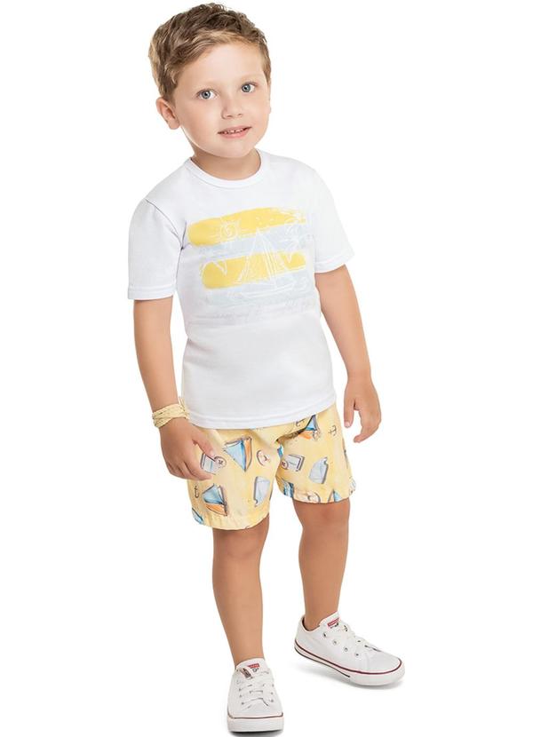 Alenice - Conjunto com Estampa em Gel Náutica Branco