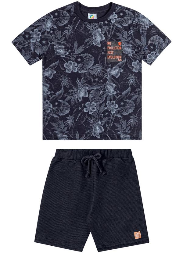 Alenice - Conjunto com Estampa Floral Menino Azul
