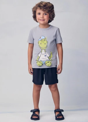 Youccie - Conjunto com Estampa Interativa de Dino Cinza - YOUCCIE